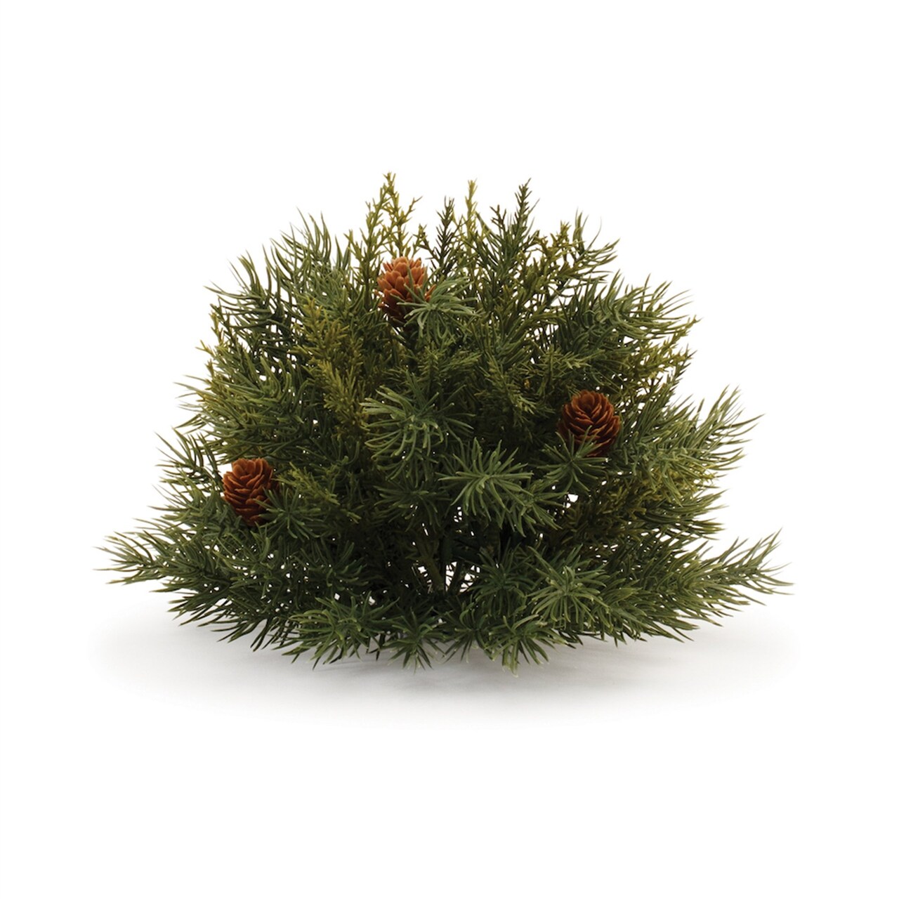 Melrose Pine Half Orb Artificial Christmas Bush with Pinecones - 7" - Set of 2